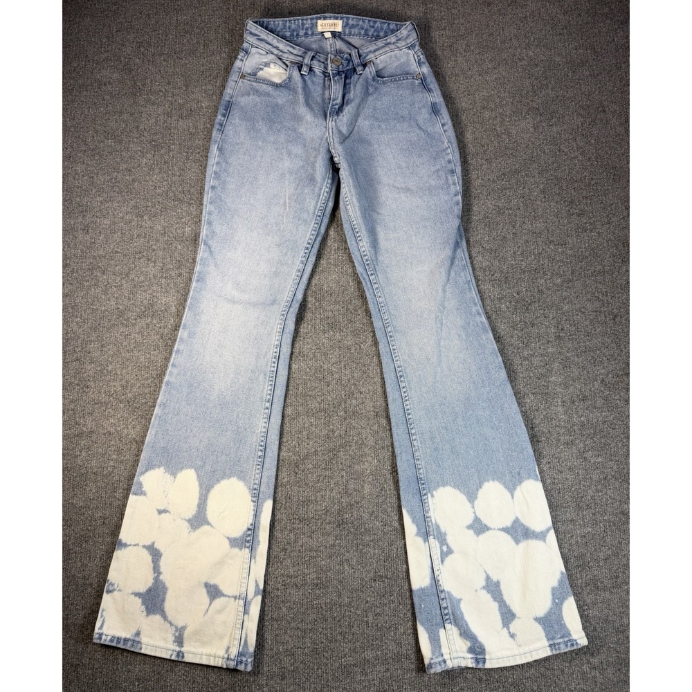 Shyanne Womens 26R Bleached Hem Flare Jeans Western 100% Cotton Blue Denim